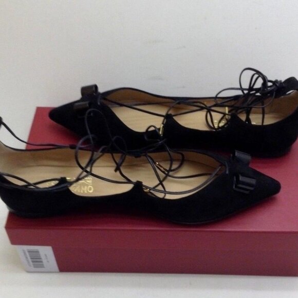 FERRAGAMO Claire Suede Lace-Up Bow Flats - Picture 4 of 4